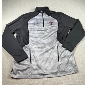Under Armour Men’s XL Gray White ¼ Zip Long Sleeve Texas Tech Logo Pullover